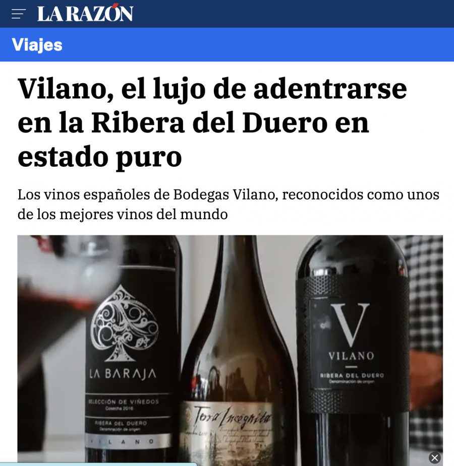 El periódico La Razón destaca la excelencia de Vilano