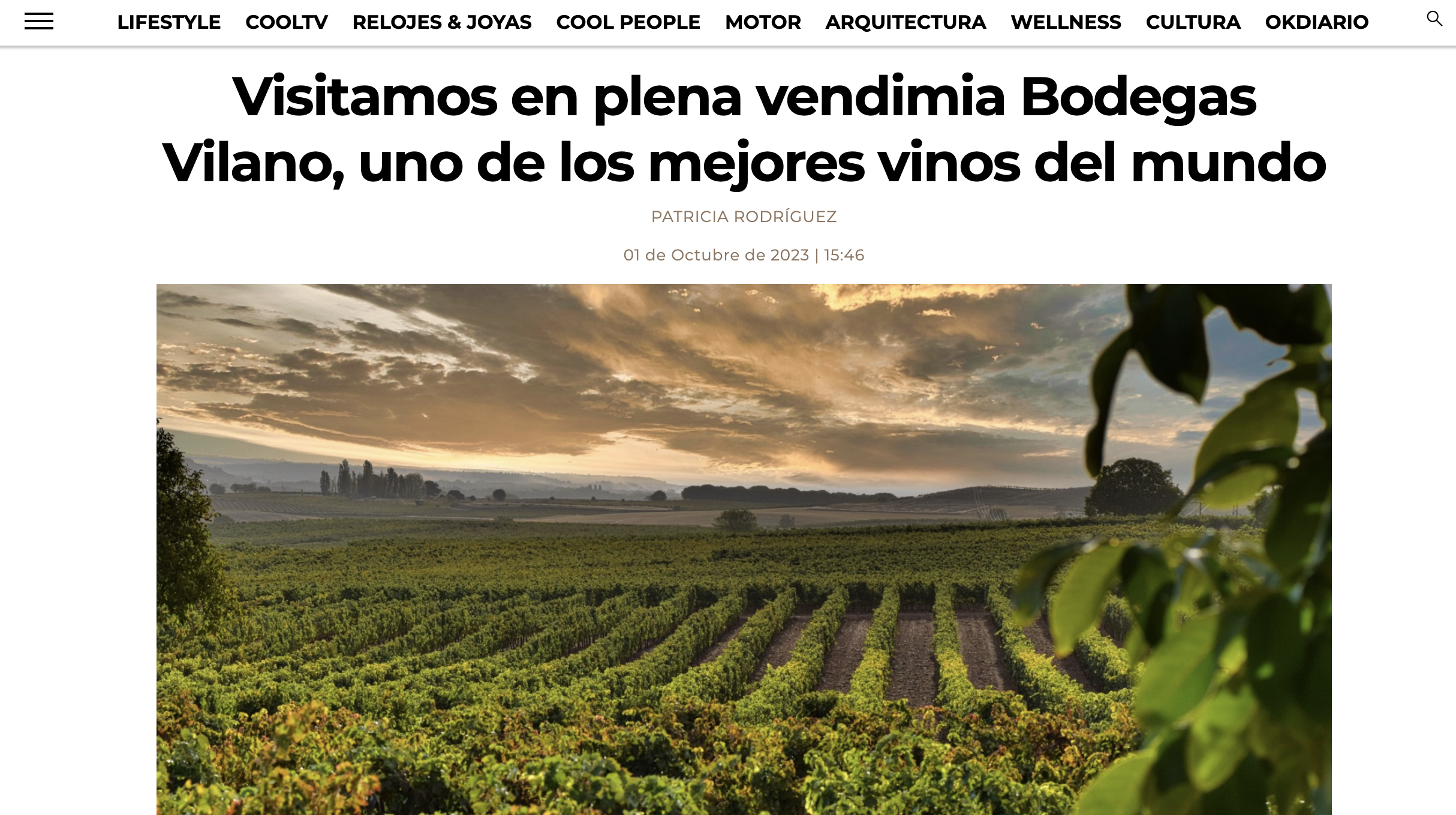Die Weinberge von Vilano wurden von der Luxuspublikation COOL ausgewählt, um die Geschichte des Jahrgangs 2023 zu erzählen