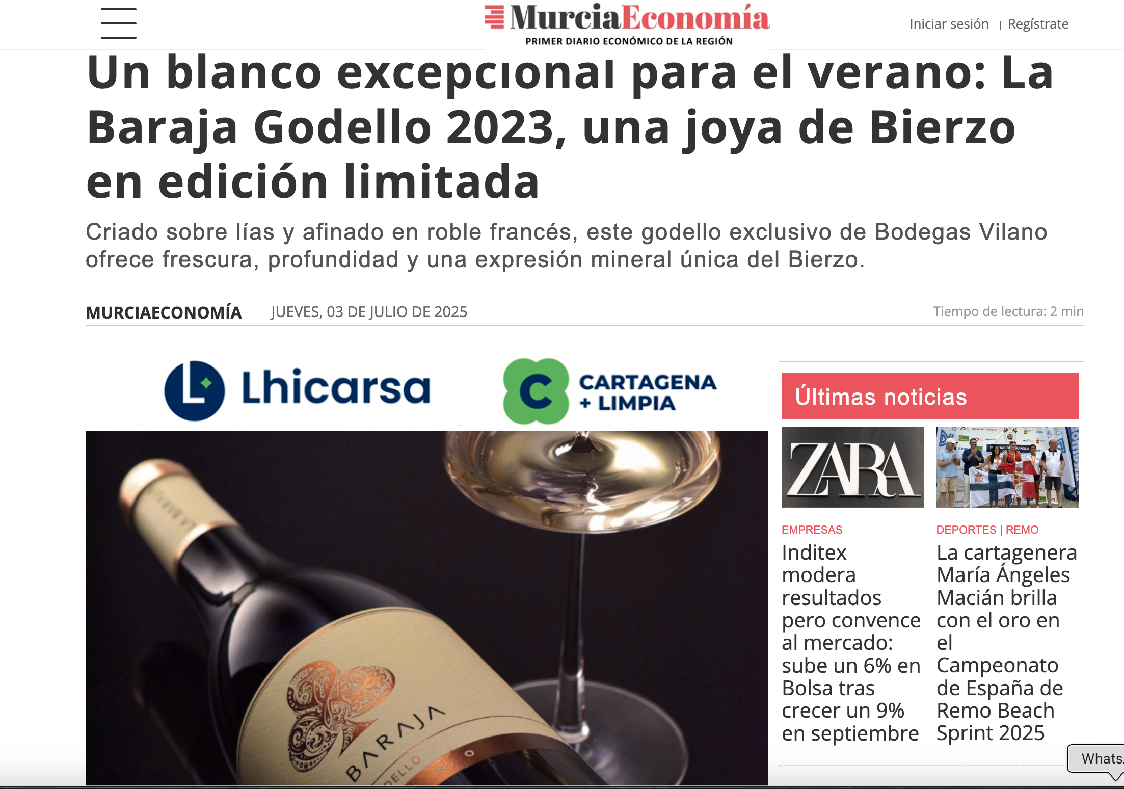 La Baraja Godello elegido como uno de los mejores vinos del verano